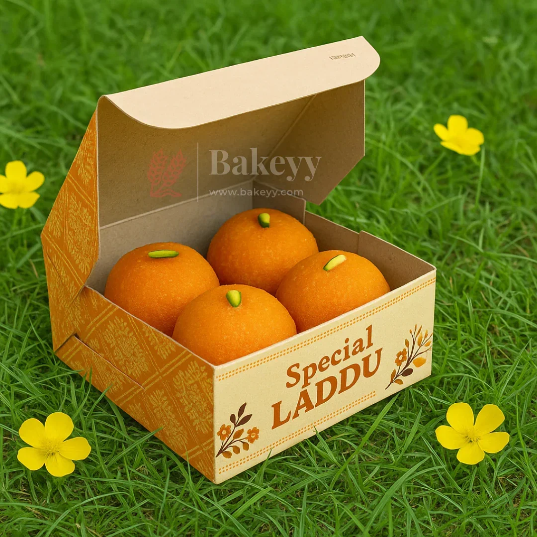 9x9x4 cm | 4 Ladoo sweet box | Premium grey back | Pack of 100 - Image 4