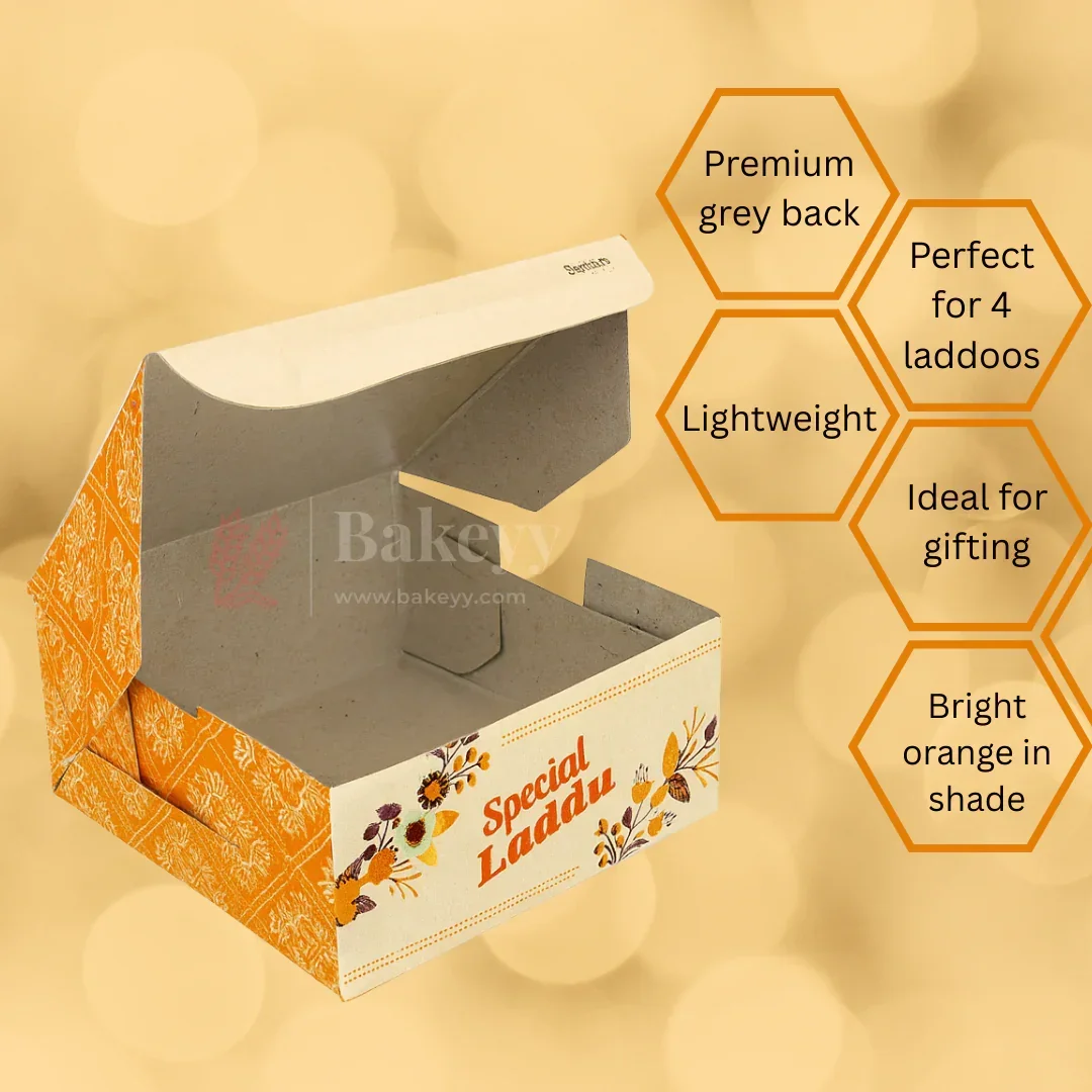 9x9x4 cm | 4 Ladoo sweet box | Premium grey back | Pack of 100 - Image 6