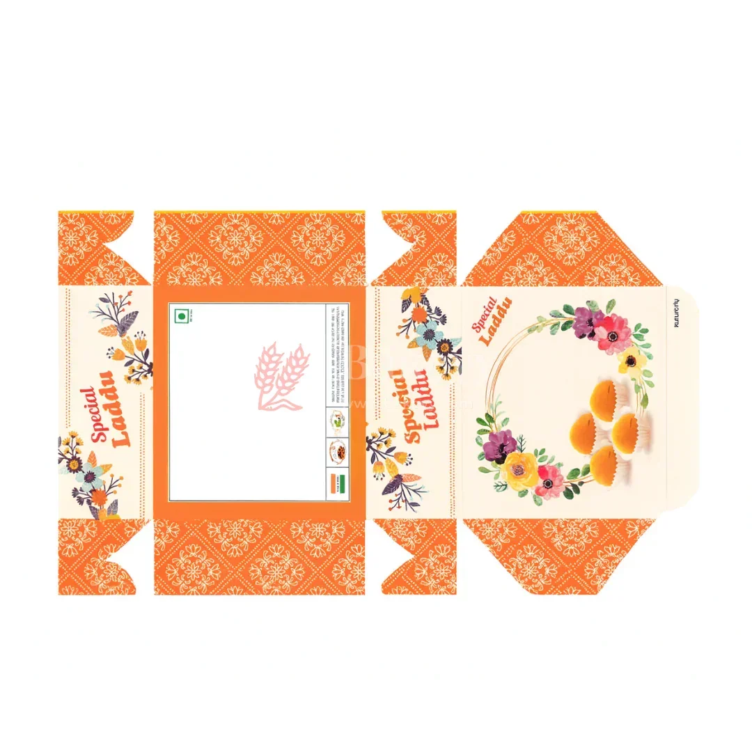 9x9x4 cm | 4 Ladoo sweet box | Premium grey back | Pack of 100 - Image 7