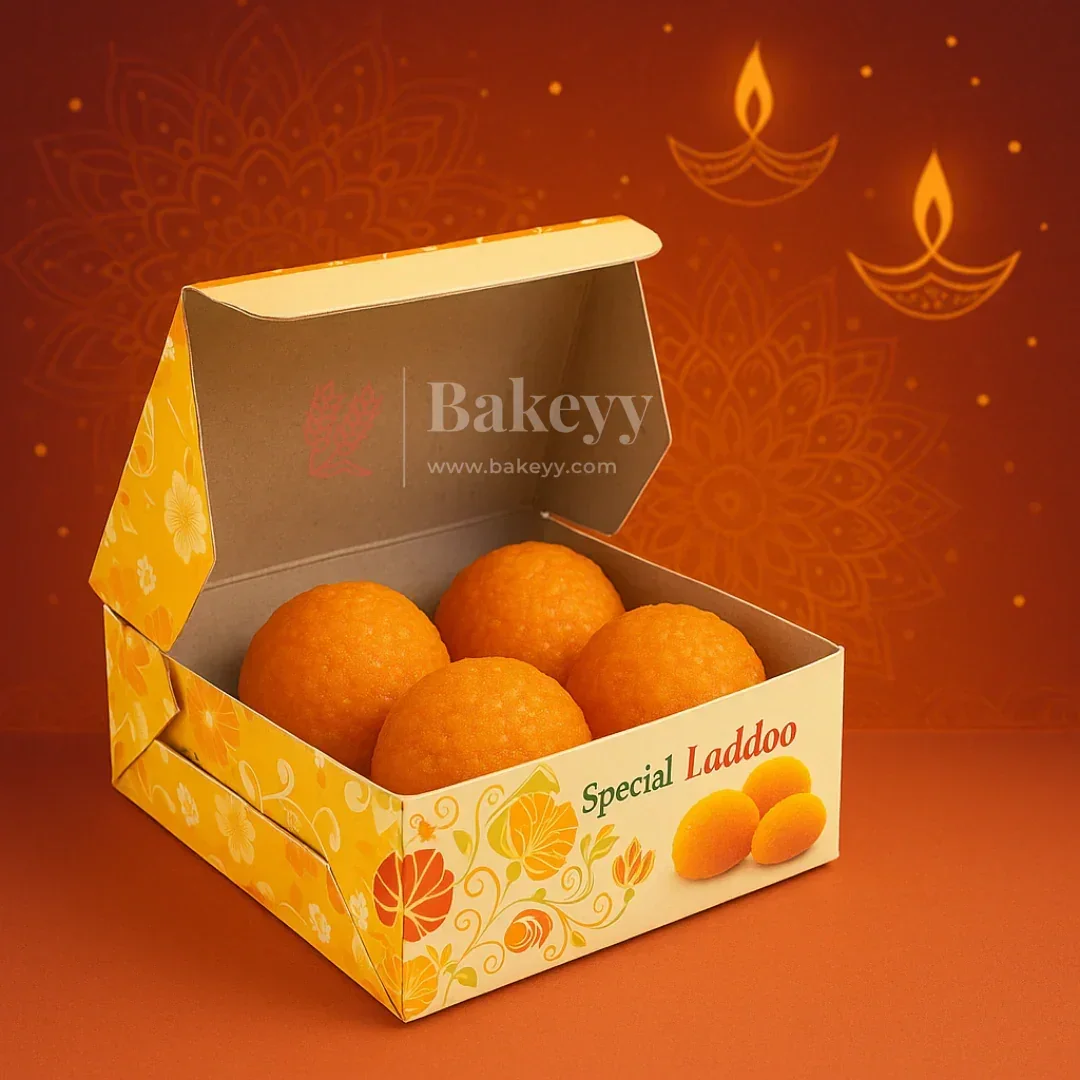 9x9x4 cm | 4 Ladoo sweet box | Premium grey back | Ladoo print | Pack of 100 - Image 5