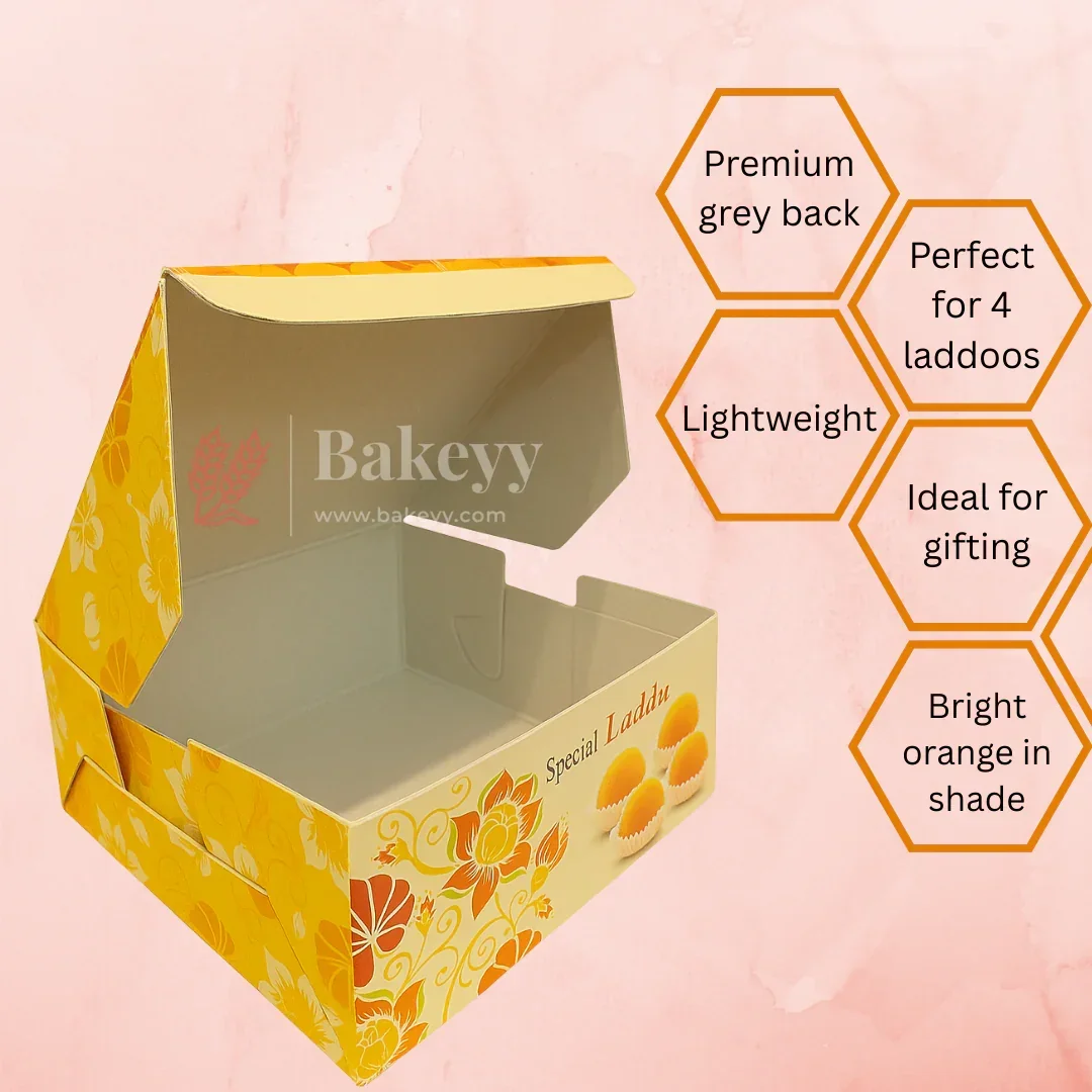9x9x4 cm | 4 Ladoo sweet box | Premium grey back | Ladoo print | Pack of 100 - Image 6