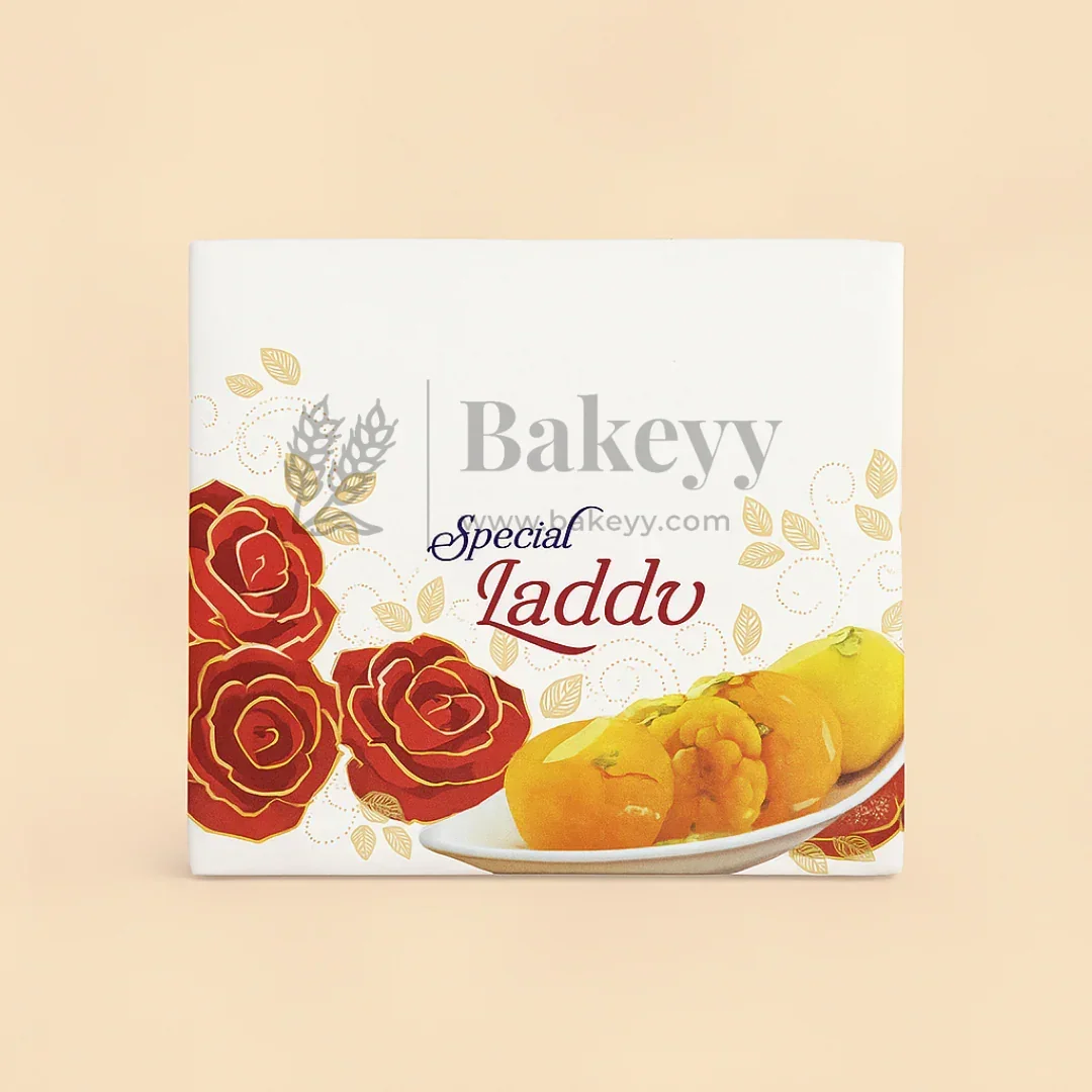 9x9x4 cm | 4 Ladoo sweet box | Premium grey back | Rose print | Pack of 100 - Image 3