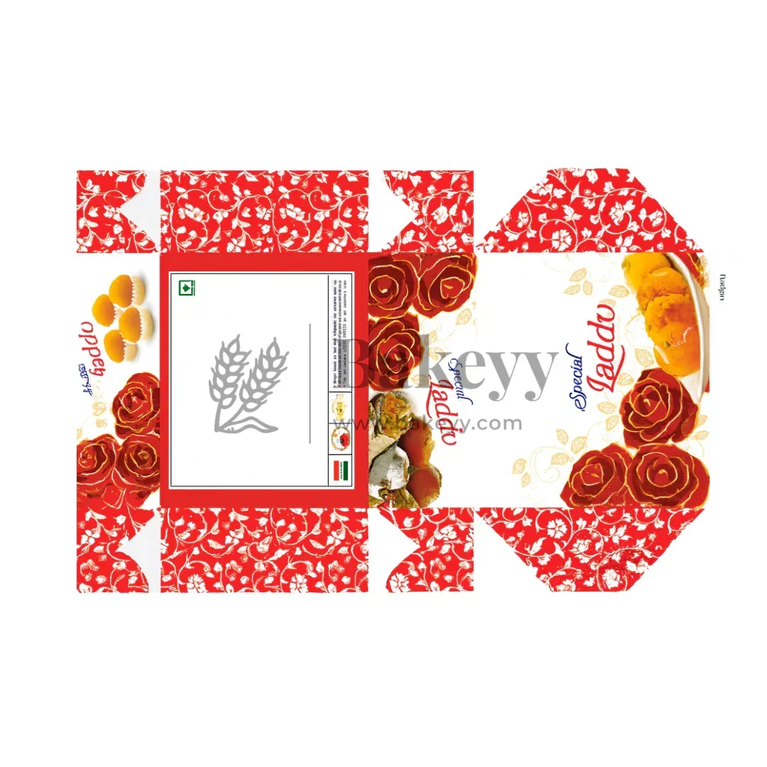 9x9x4 cm | 4 Ladoo sweet box | Premium grey back | Rose print | Pack of 100 - Image 7