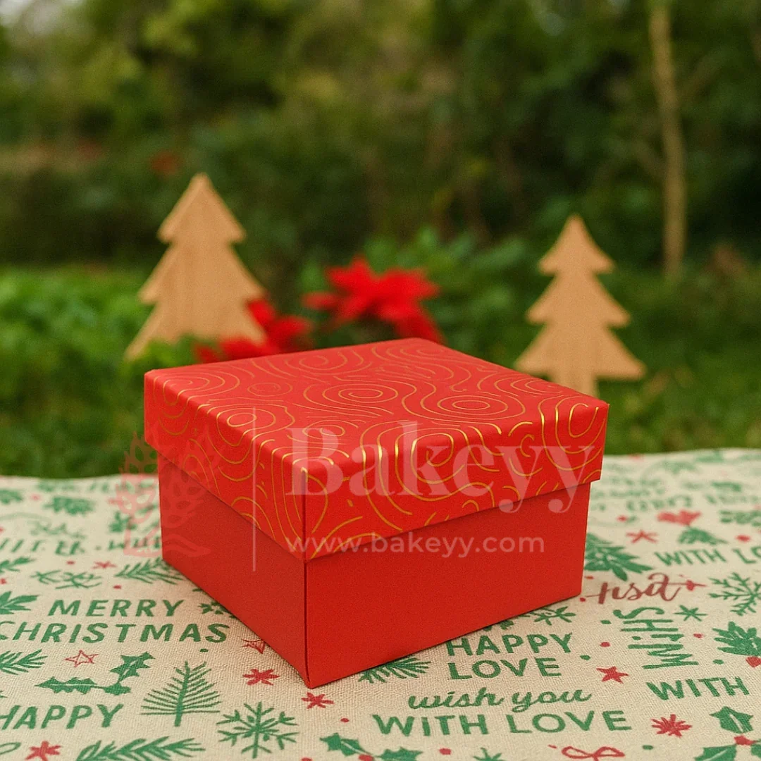 9x9x6 cm | Gold Printed Rigid Gift Box | Hamper Box | Pack of 1 - Image 6