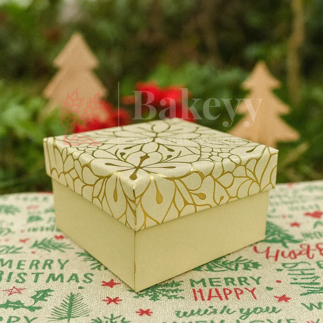 9x9x6 cm | Gold Printed Rigid Gift Box | Hamper Box | Pack of 1 - Image 7