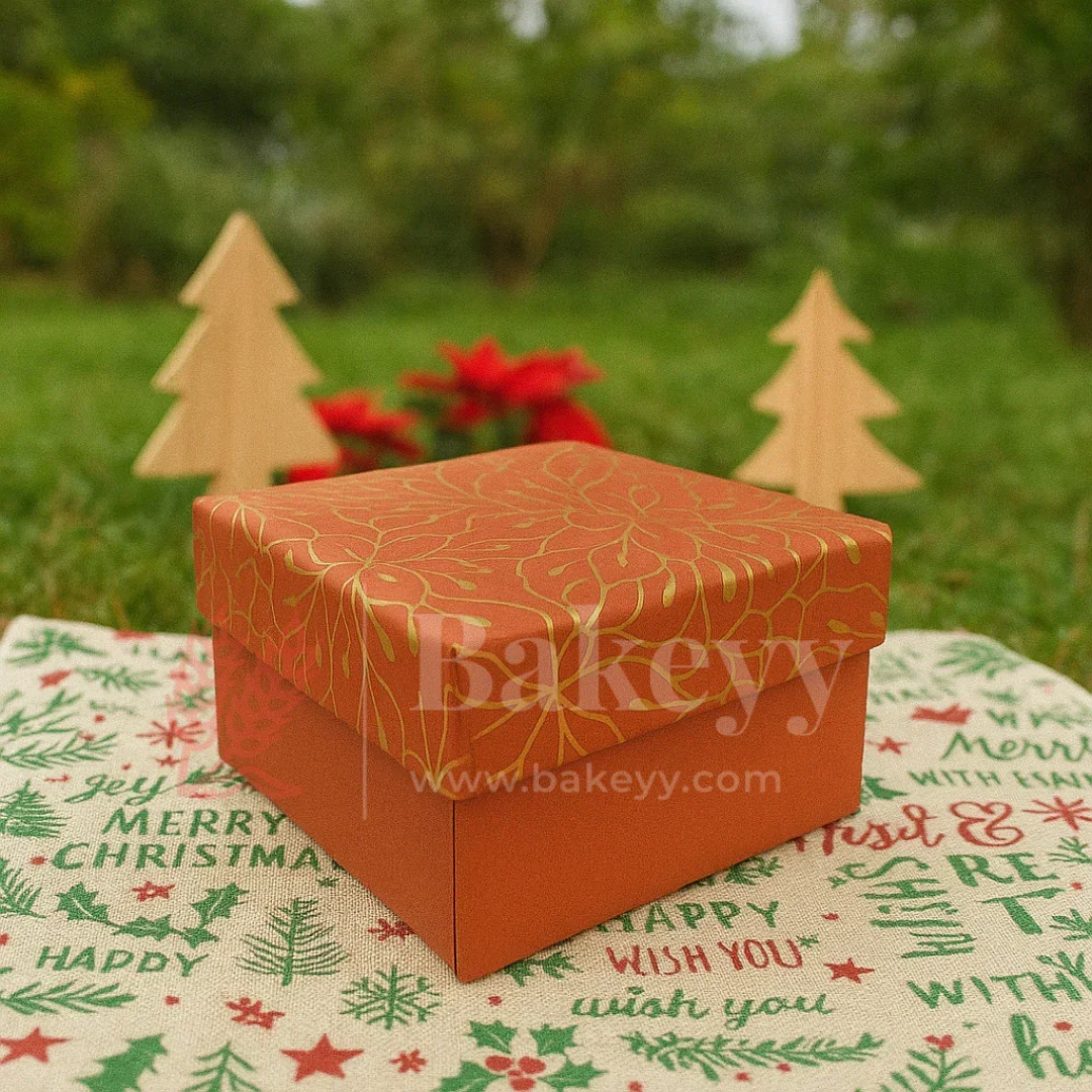 9x9x6 cm | Gold Printed Rigid Gift Box | Hamper Box | Pack of 1 - Image 8