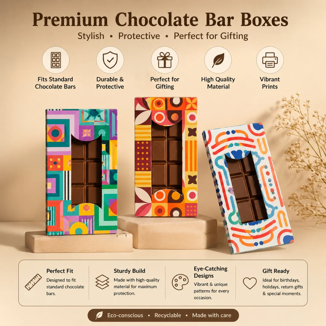 Abstract Print Colorful Chocolate Box | Window Bar Chocolate Box | 3 Designs Available | Pack of 10 - Image 10