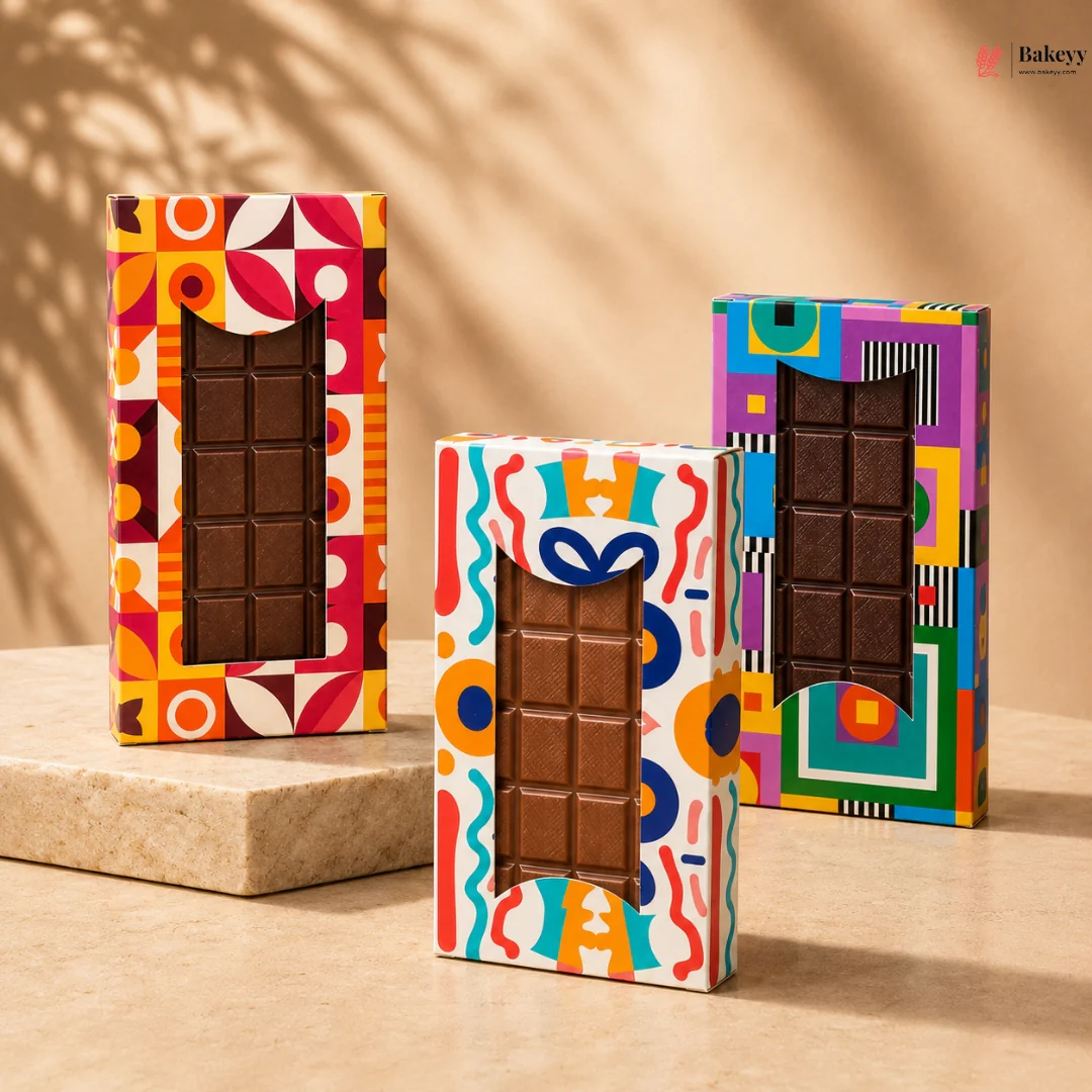 Abstract Print Colorful Chocolate Box | Window Bar Chocolate Box | 3 Designs Available | Pack of 10 - Image 3