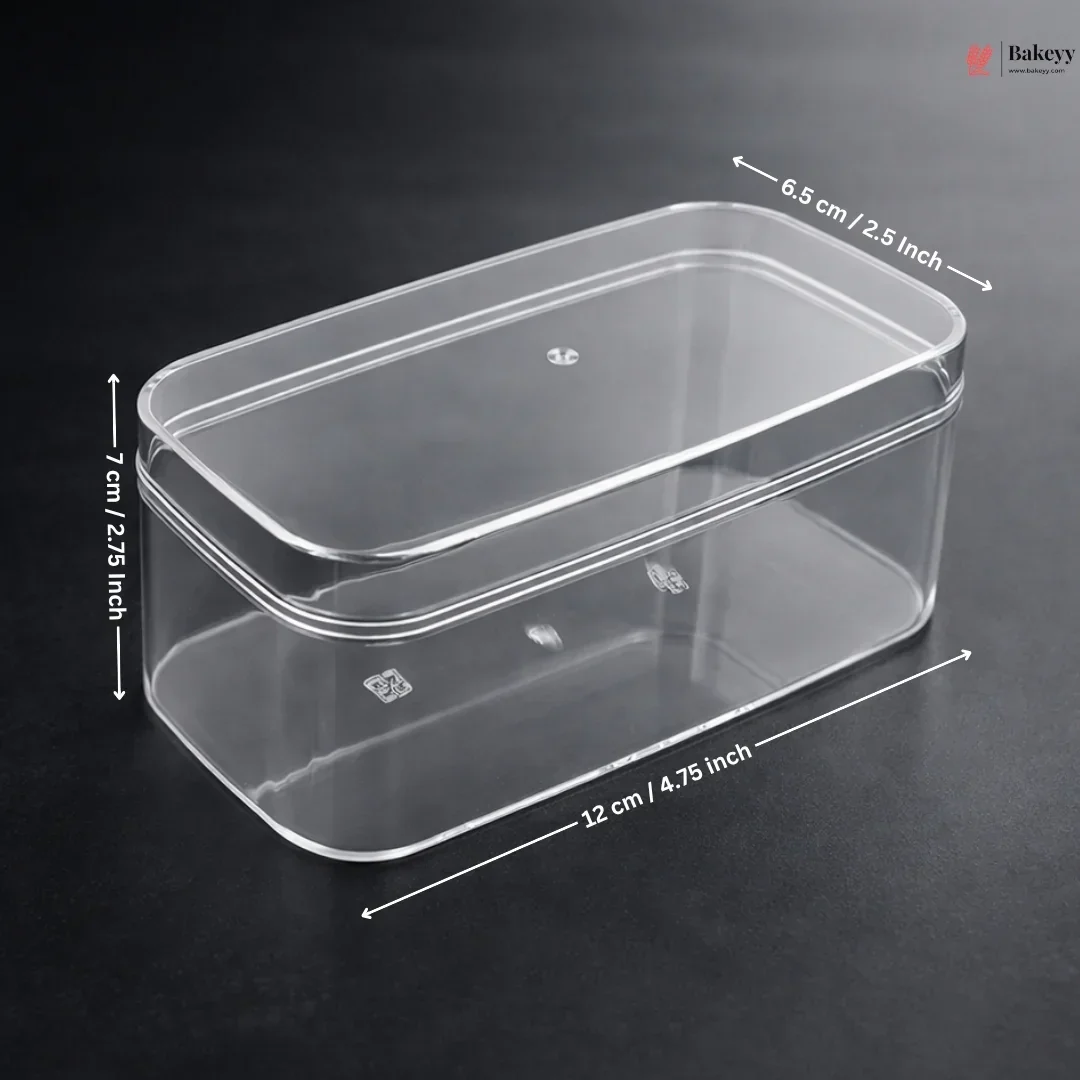Acrylic Transparent Rectangular Box with Lid | Clear Storage & Dessert Box | 2 Sizes Available | Pack of 6 - Image 8