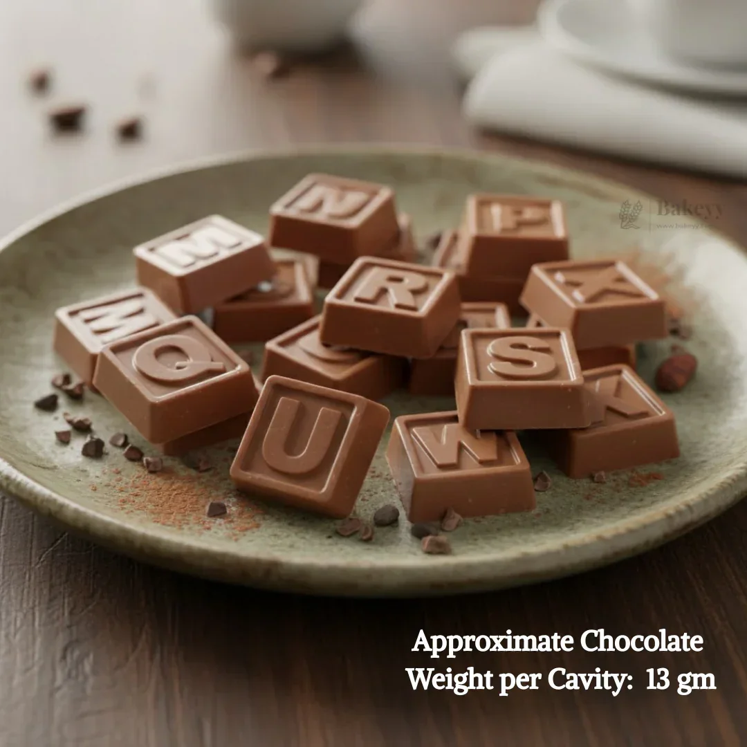Mould 397 | Alphabet Chocolate Mould – Square Letter Design (M–X) | 12 Cavity | Pack of 1 - Image 3