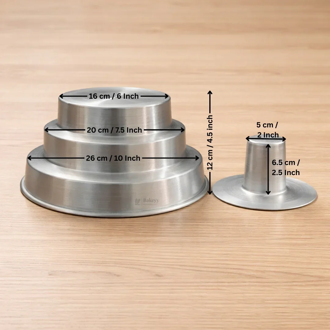 Aluminium Cake Mould | 3 Story cake Mould | Detachable Tube Mould for Sponge, Pound & Ring Cakes | Pack of 1 - Image 2