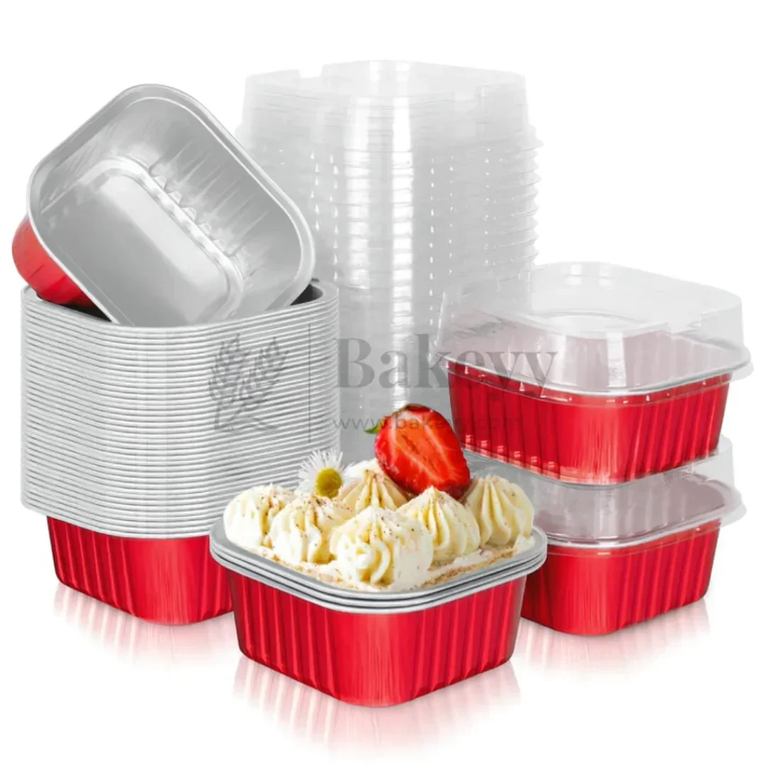 Aluminum Foil Baking Containers with Transparent Lid | Square Tins | Bake N Serve | Pack of 100 - Image 18