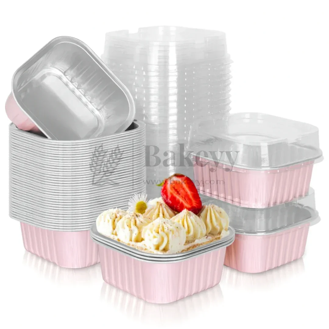 Aluminum Foil Baking Containers with Transparent Lid | Square Tins | Bake N Serve | Pack of 100 - Image 19