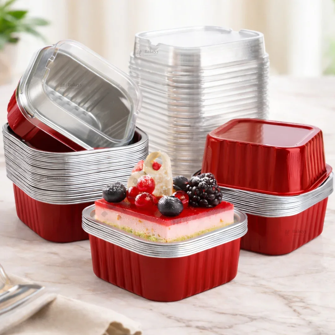 Aluminum Foil Baking Containers with Transparent Lid | Square Tins | Bake N Serve | Pack of 100 - Image 20