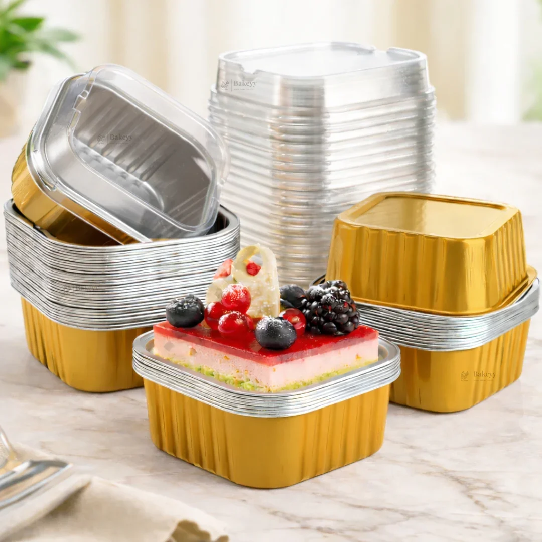 Aluminum Foil Baking Containers with Transparent Lid | Square Tins | Bake N Serve | Pack of 100 - Image 21