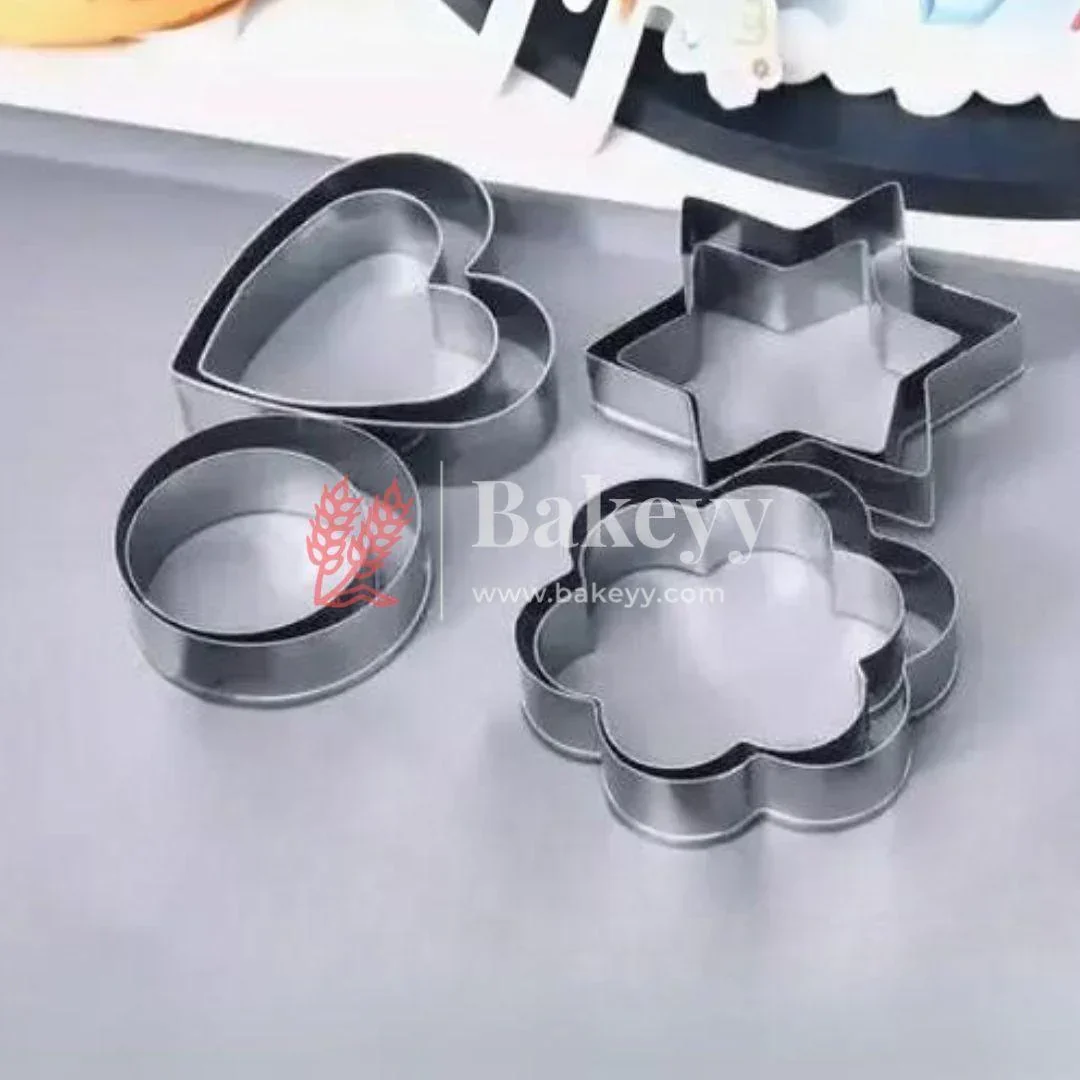 Cookie Cutters Set - Molds Cutter for Baking (Round, Heart, Flower and Star Cookie Cutters 2 of each) 8 pc - Image 3