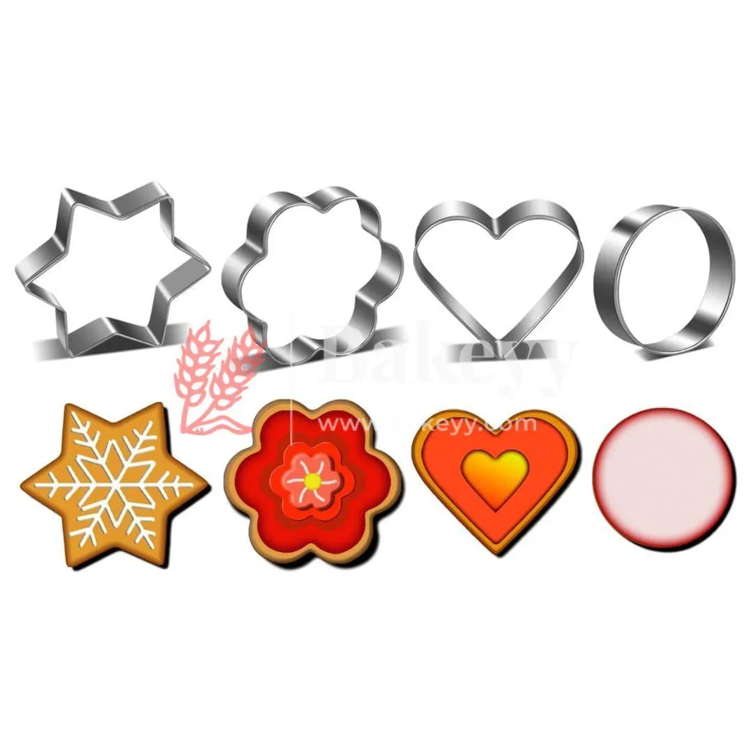 Cookie Cutters Set - Molds Cutter for Baking (Round, Heart, Flower and Star Cookie Cutters 2 of each) 8 pc - Image 9