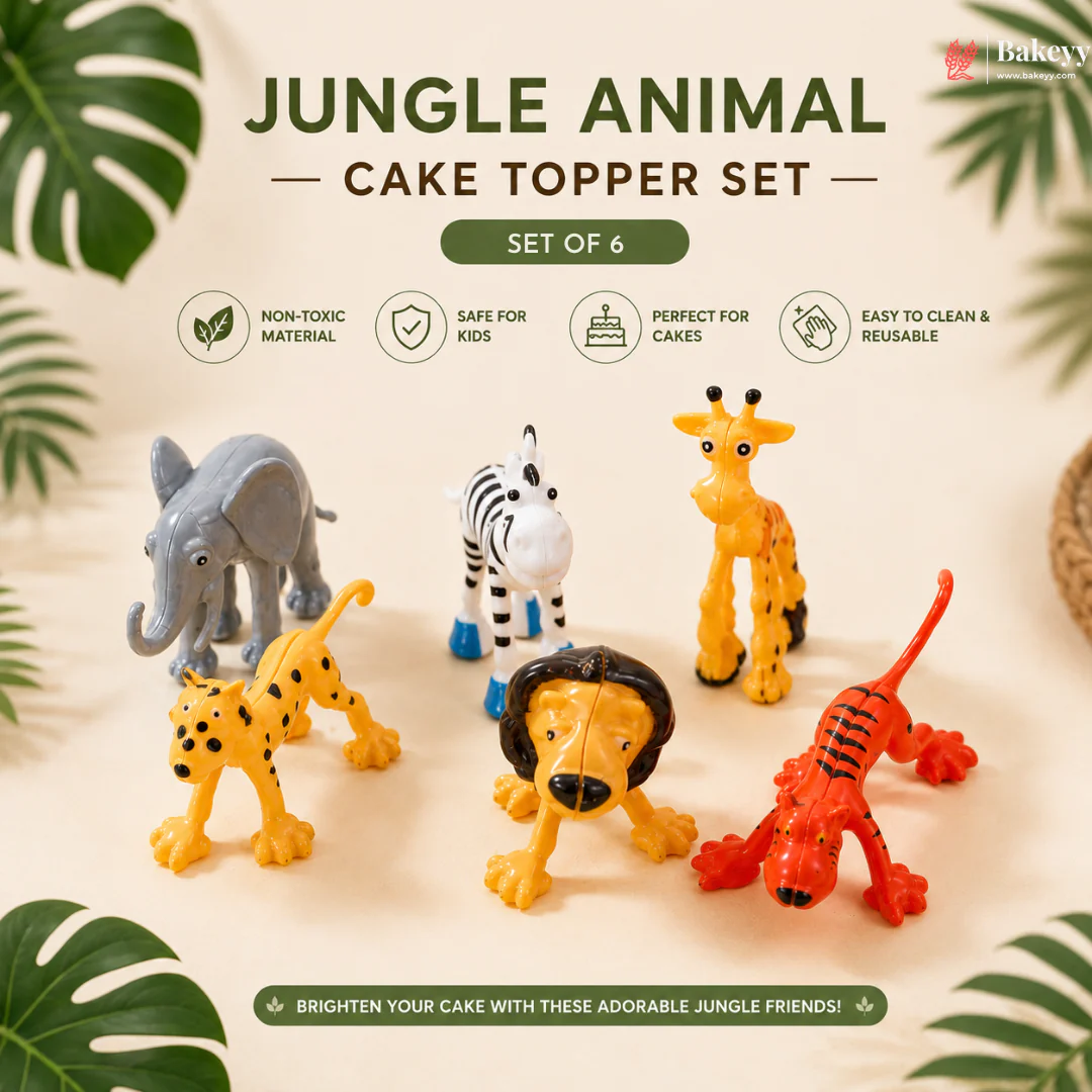 Animal Theme Cake Topper | 6 Pcs per Pack | Pack of 1 - Image 4