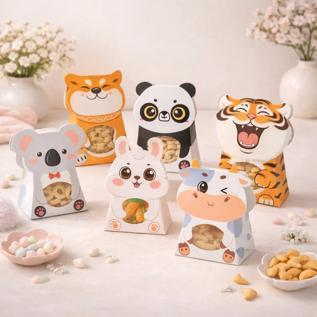 Animal Theme Goodie Boxes with Window | Multiple Animal Designs | Pack of 10 - Image 4