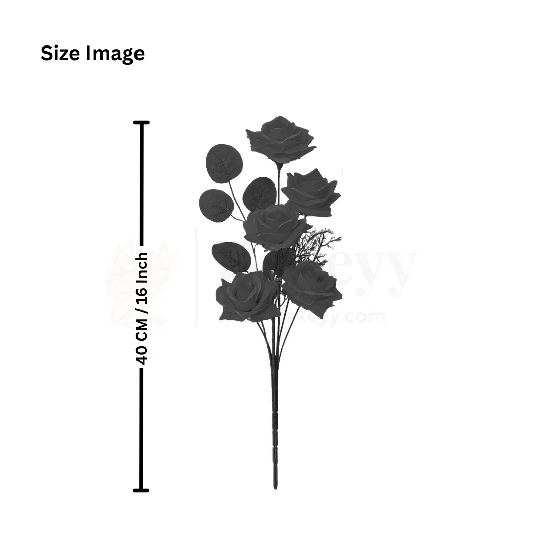 Artificial Bloomed Rose Flower Bouquet - 40cm | Elegant Faux Floral Bunch for Home Decor, Vase Styling & Events - Pack of 1 - Image 2
