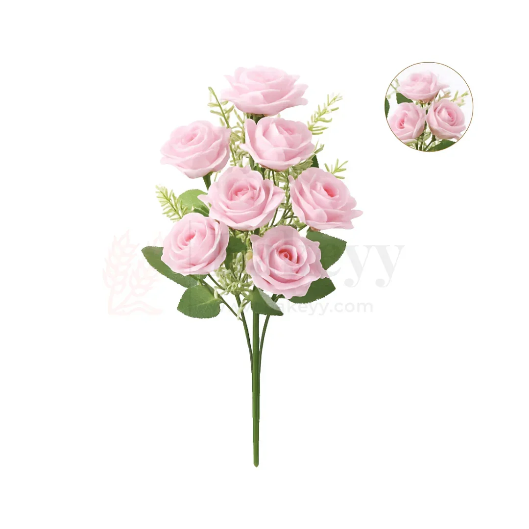 Artificial Bloomed Rose Flower Bouquet - 40cm | Elegant Faux Floral Bunch for Home Decor, Vase Styling & Events - Pack of 1 - Image 3