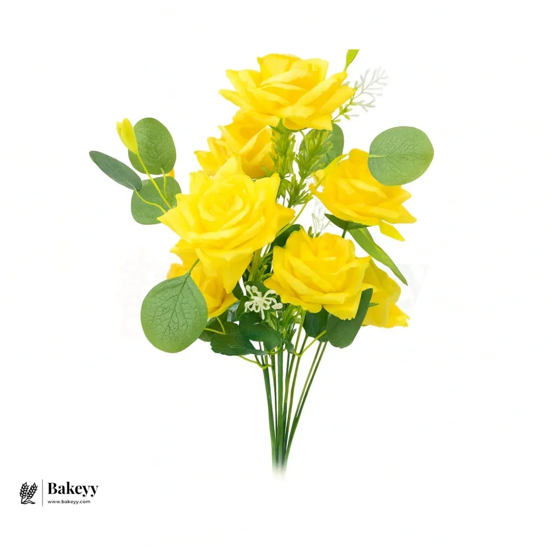 Artificial Bloomed Rose Flower Bouquet - 40cm | Elegant Faux Floral Bunch for Home Decor, Vase Styling & Events - Pack of 1 - Image 7