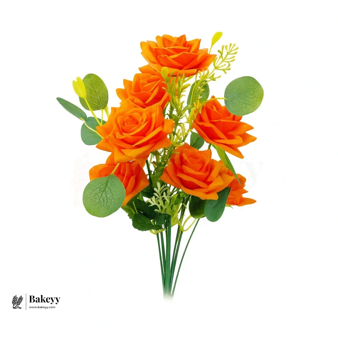 Artificial Bloomed Rose Flower Bouquet - 40cm | Elegant Faux Floral Bunch for Home Decor, Vase Styling & Events - Pack of 1 - Image 8