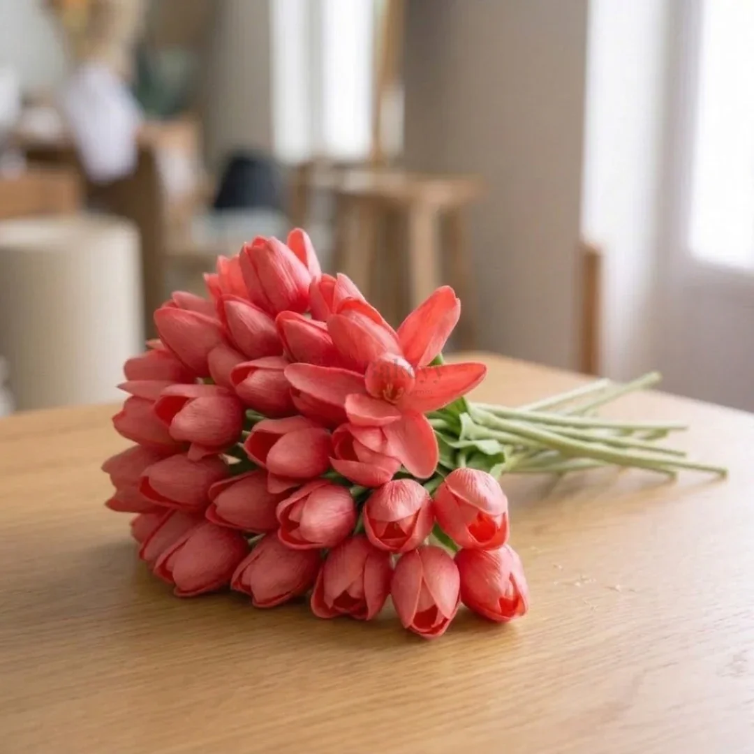 Artificial Tulip Bouquet Elegant Home Decor | Pack of 1 - Image 3