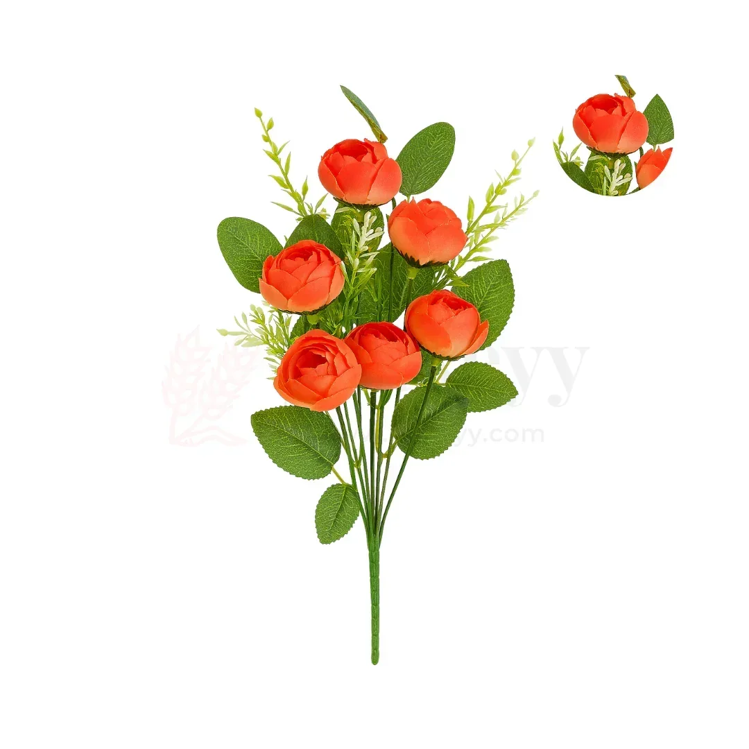 Artificial Button Rose Flower Bouquet - 40cm | Elegant Floral Bunch for Home Decor, Vase Styling & Events - Pack of 1 - Image 10