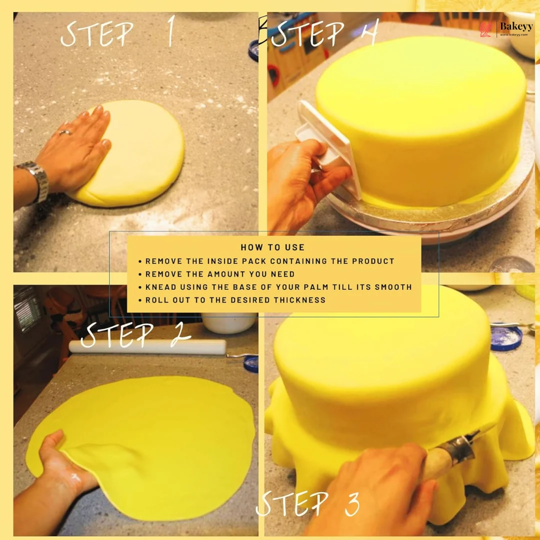 Bake Haven Yellow Sugar Paste | Cake Decoration Fondant | 1 kg - Image 3
