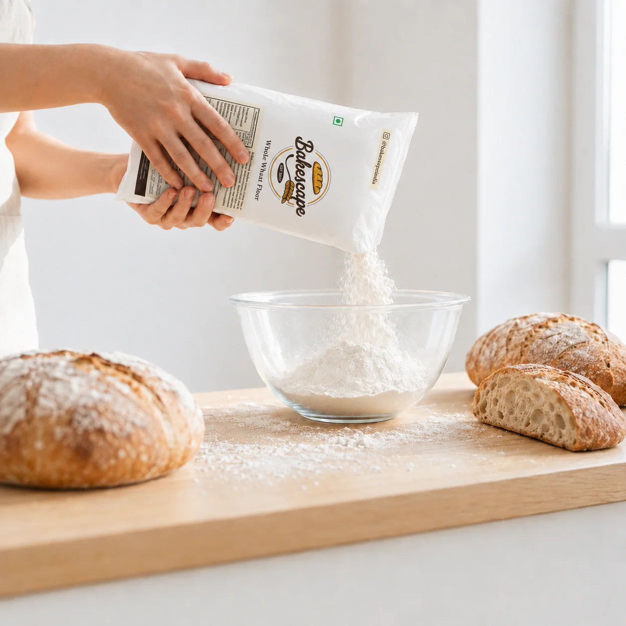 Bakescape | Whole Wheat Flour | 1 KG | Pack of 1 - Image 3