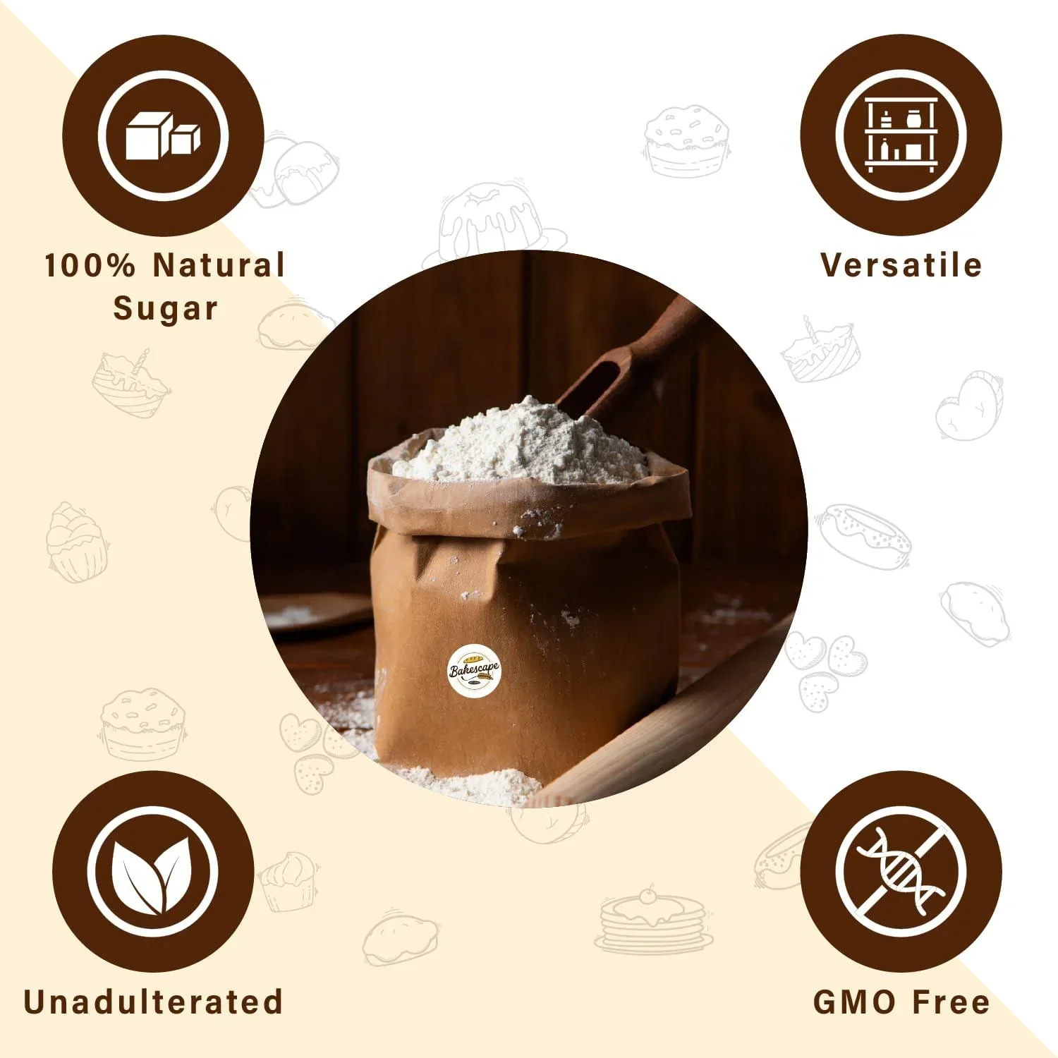 Bakescape Premium Icing Sugar 1 KG | Dusting, Frosting, Icing, & Thickening, Perfect for Decorating Cakes, Cookies, & Other Baked Goods - Image 3