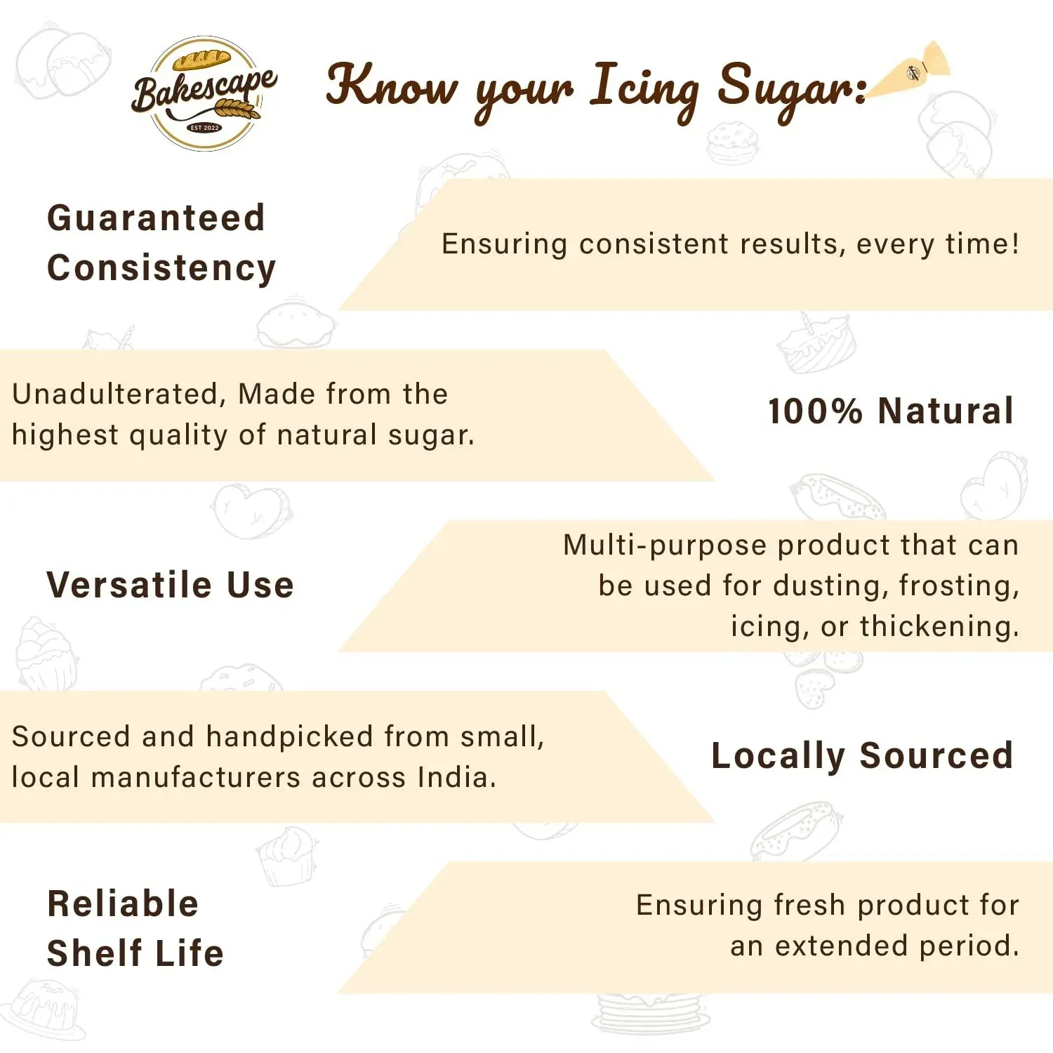 Bakescape Premium Icing Sugar 1 KG | Dusting, Frosting, Icing, & Thickening, Perfect for Decorating Cakes, Cookies, & Other Baked Goods - Image 4