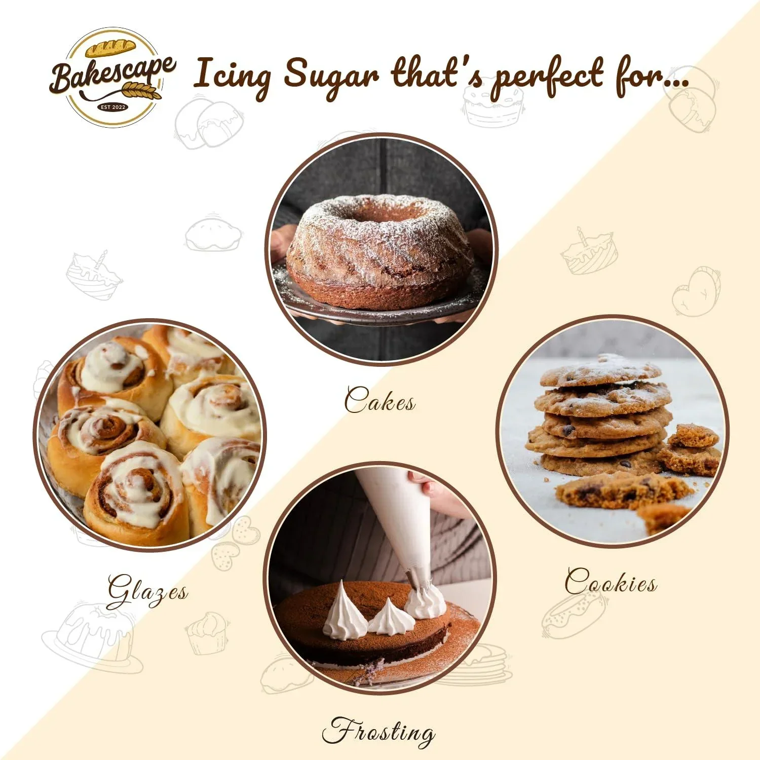 Bakescape Premium Icing Sugar 1 KG | Dusting, Frosting, Icing, & Thickening, Perfect for Decorating Cakes, Cookies, & Other Baked Goods - Image 6