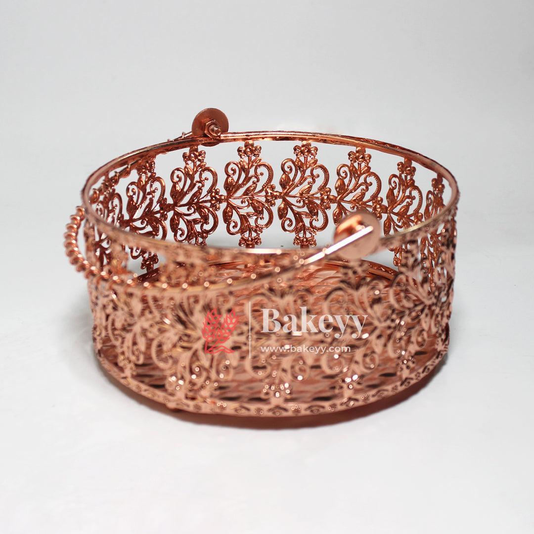 6 inch Rose Gold Metal Basket | Luxury Serving & Gifting Essential | Gift Baskets For Dry Fruits ,Gift Hampers, Return Gift for wedding, Anniversary, Birthday, house warming - Image 5