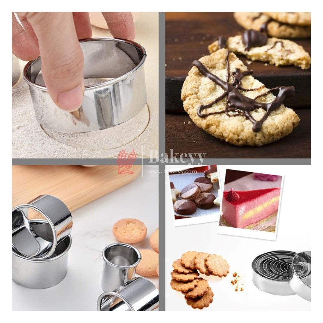 Baking equipment's Stainless Steel Commercial Round Cookie Cutter (Set of 8 Cutters) - Image 3