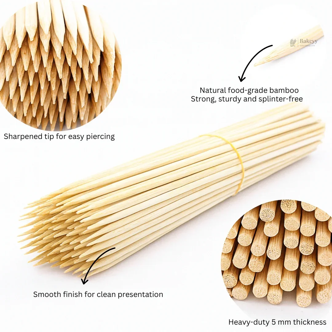 5 mm Thick | Bamboo Skewers | Multiple Sizes Available | Wood Skewer | Wooden Stick | Pack Of 40 - Image 4