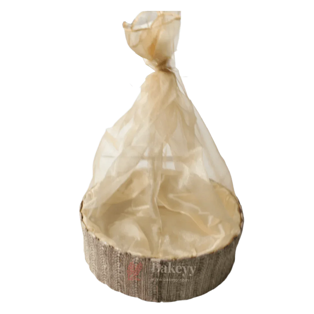 Beige Round Gift Basket | Natural Textured Hamper with Satin Lining - Image 7