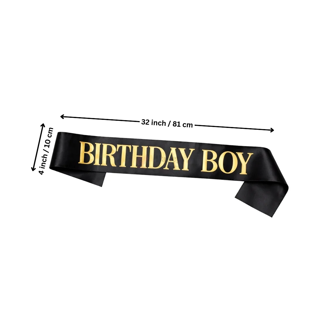 Birthday Boy Satin Party Sash – Black with Gold Lettering | Pack of 1 - Image 2