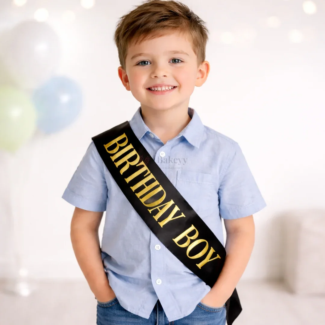 Birthday Boy Satin Party Sash – Black with Gold Lettering | Pack of 1 - Image 3