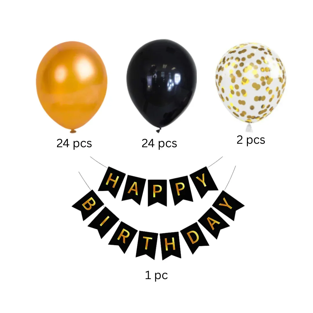 Black & Gold Balloon Arch Decoration Kit with Star Foil Balloons | Party Decor | Pack of 1 - Image 3