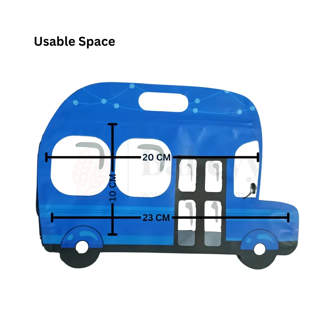 Blue Bus Shape Zip Lock Bags | Bus Shape Bags For Kids | Pack of 50 - Image 3