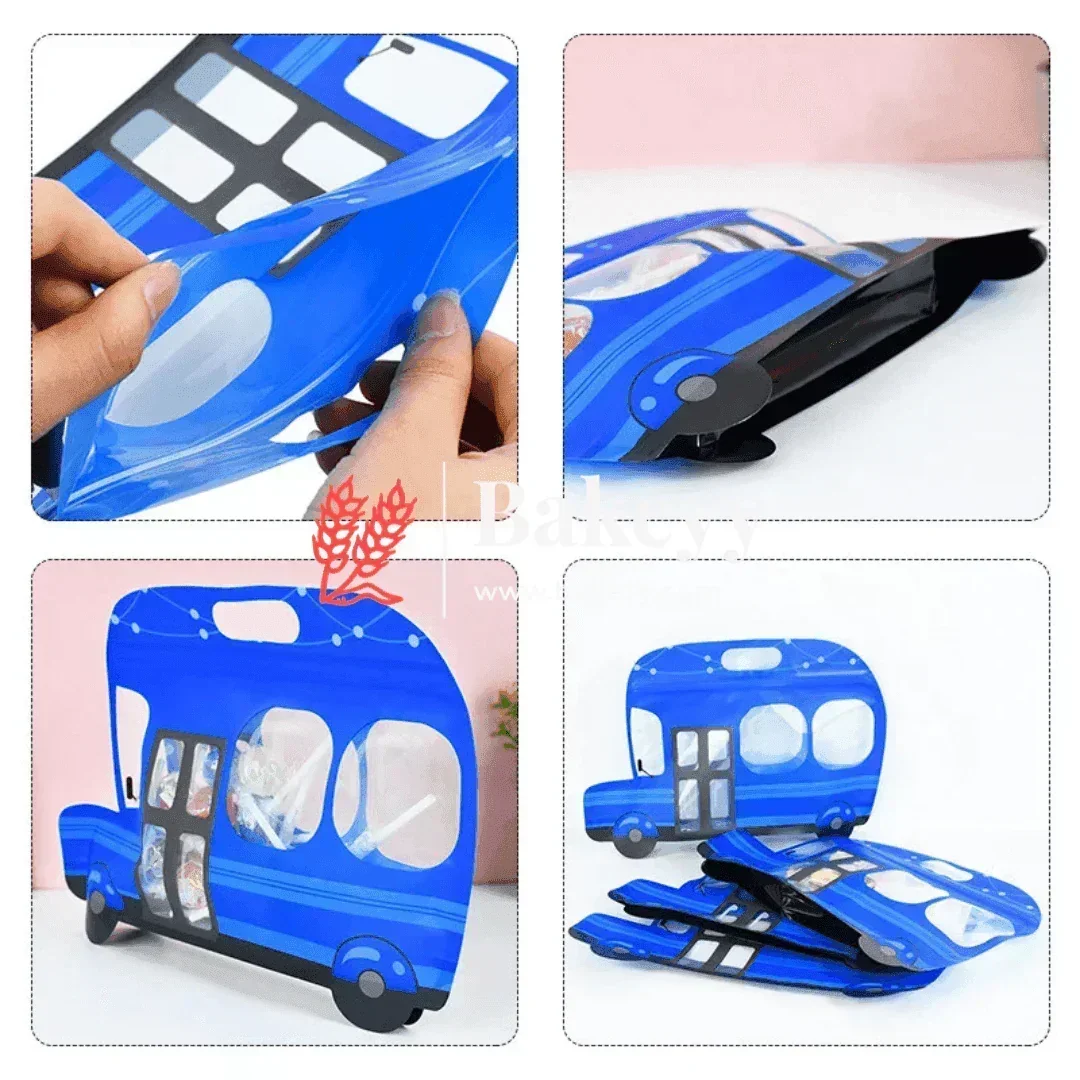 Blue Bus Shape Zip Lock Bags | Bus Shape Bags For Kids | Pack of 50 - Image 4