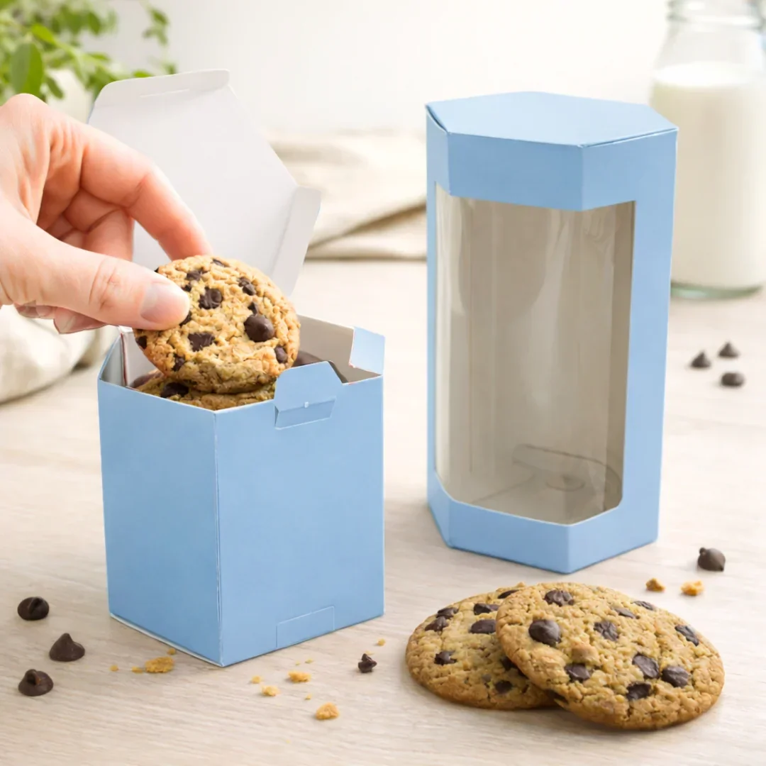 Blue Color | Cookie Box with Window | Slim Paperboard Packaging Box | 2 Sizes Available | Pack of 25 - Image 2