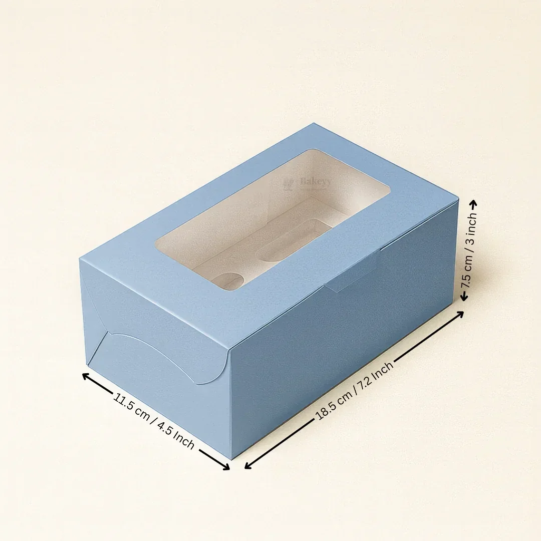 Blue Color Cupcake Box | With Handle & Without Handle | Multiple Capacities Available | Pack of 10 - Image 4