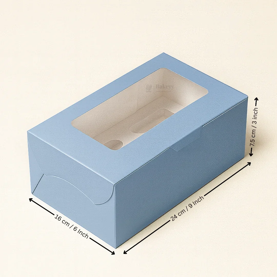 Blue Color Cupcake Box | With Handle & Without Handle | Multiple Capacities Available | Pack of 10 - Image 6