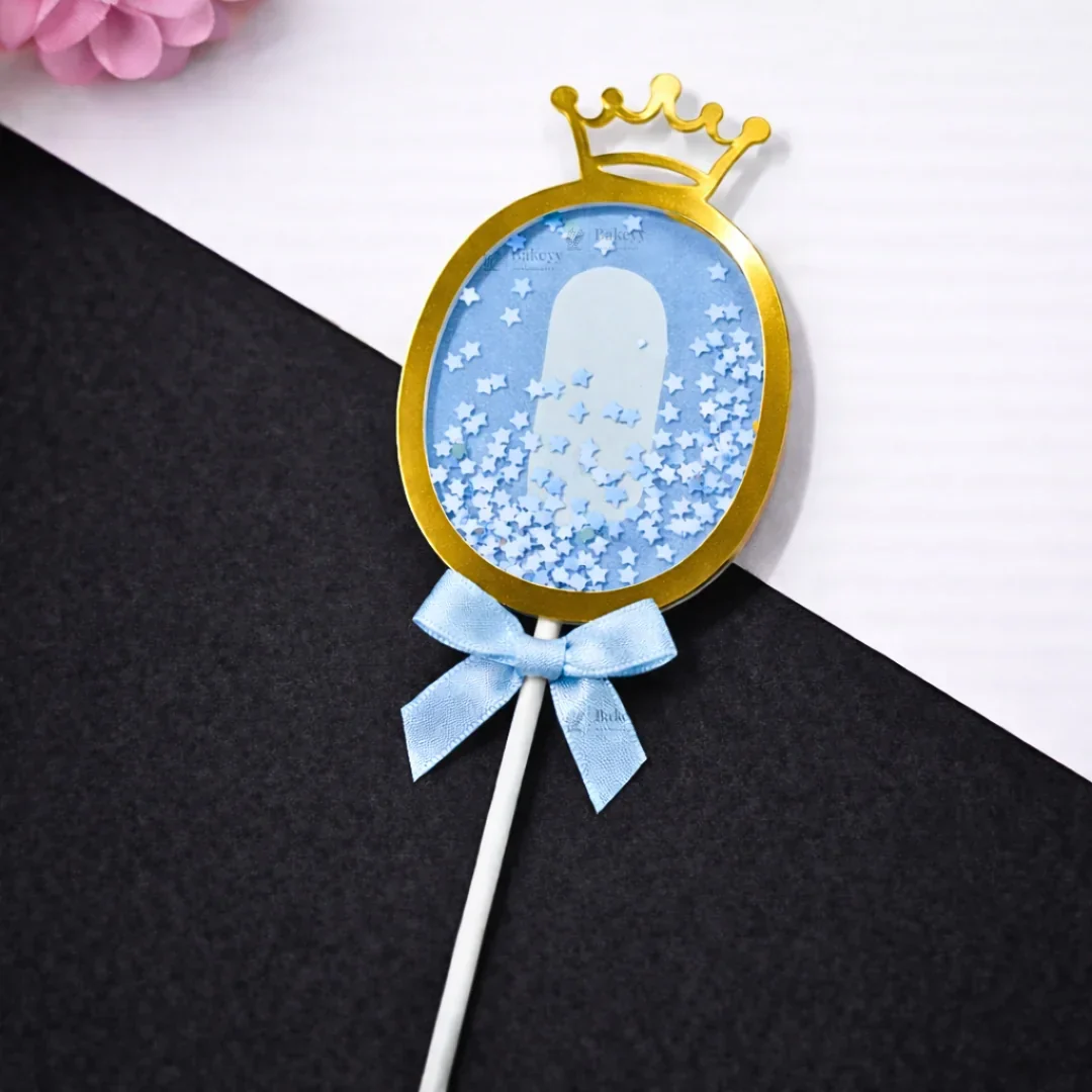 Blue Crown Shaker Number Cake Topper | 0–9 Available | Pack of 1 - Image 14