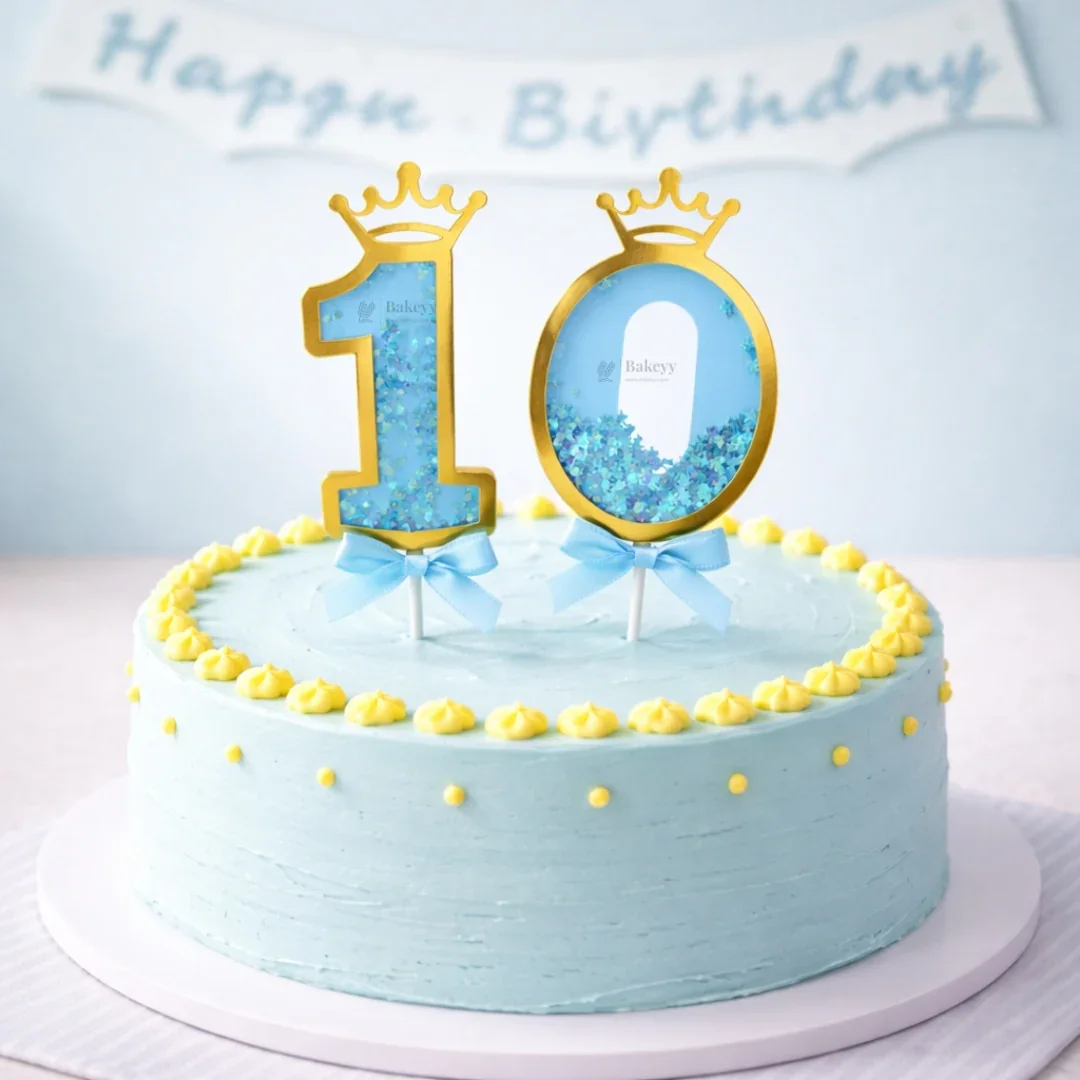 Blue Crown Shaker Number Cake Topper | 0–9 Available | Pack of 1 - Image 4