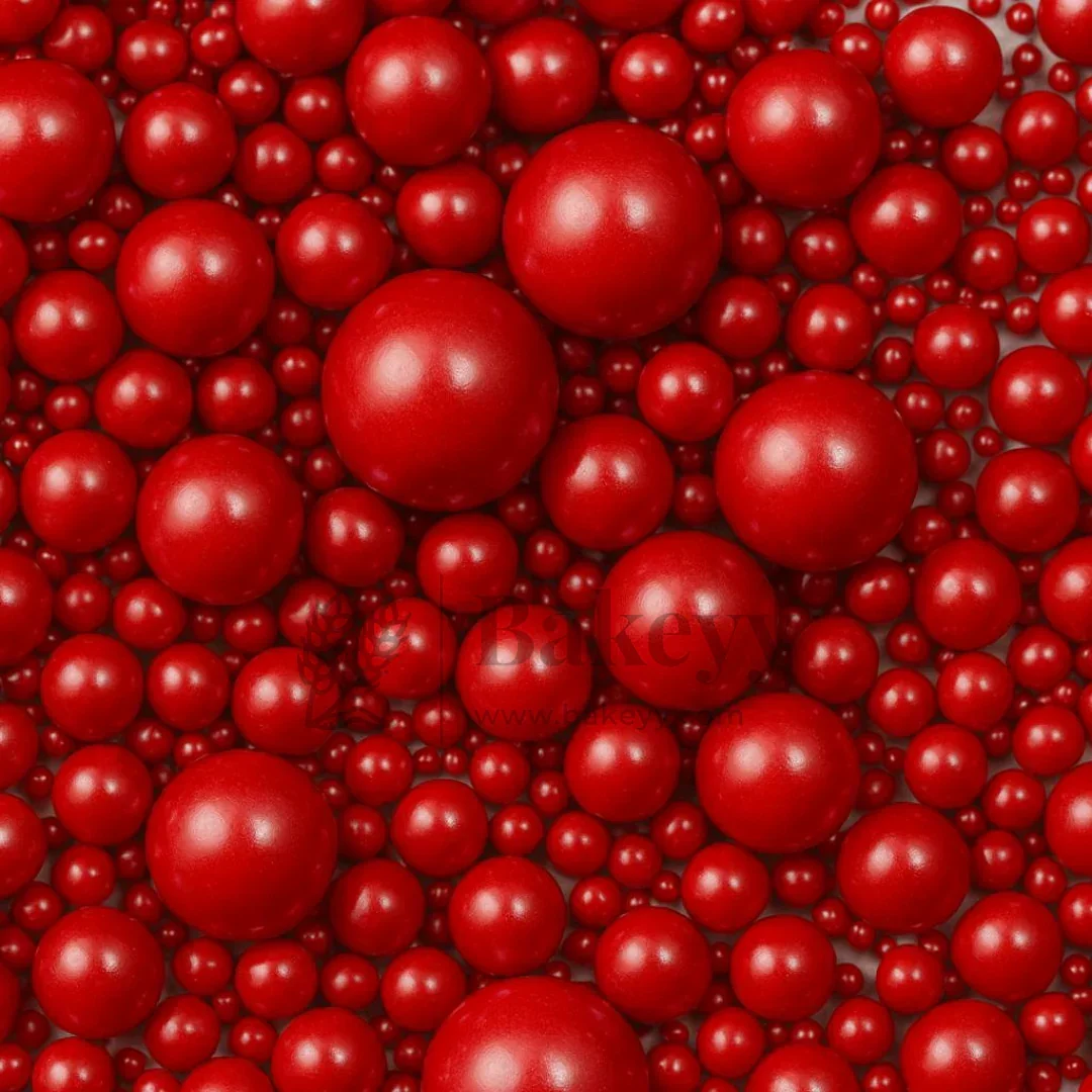 Edible Sugar Pearls - 7 Sizes Mix | Edible Cake & Dessert Decorations | Metallic Finish | 200 gm - Image 3