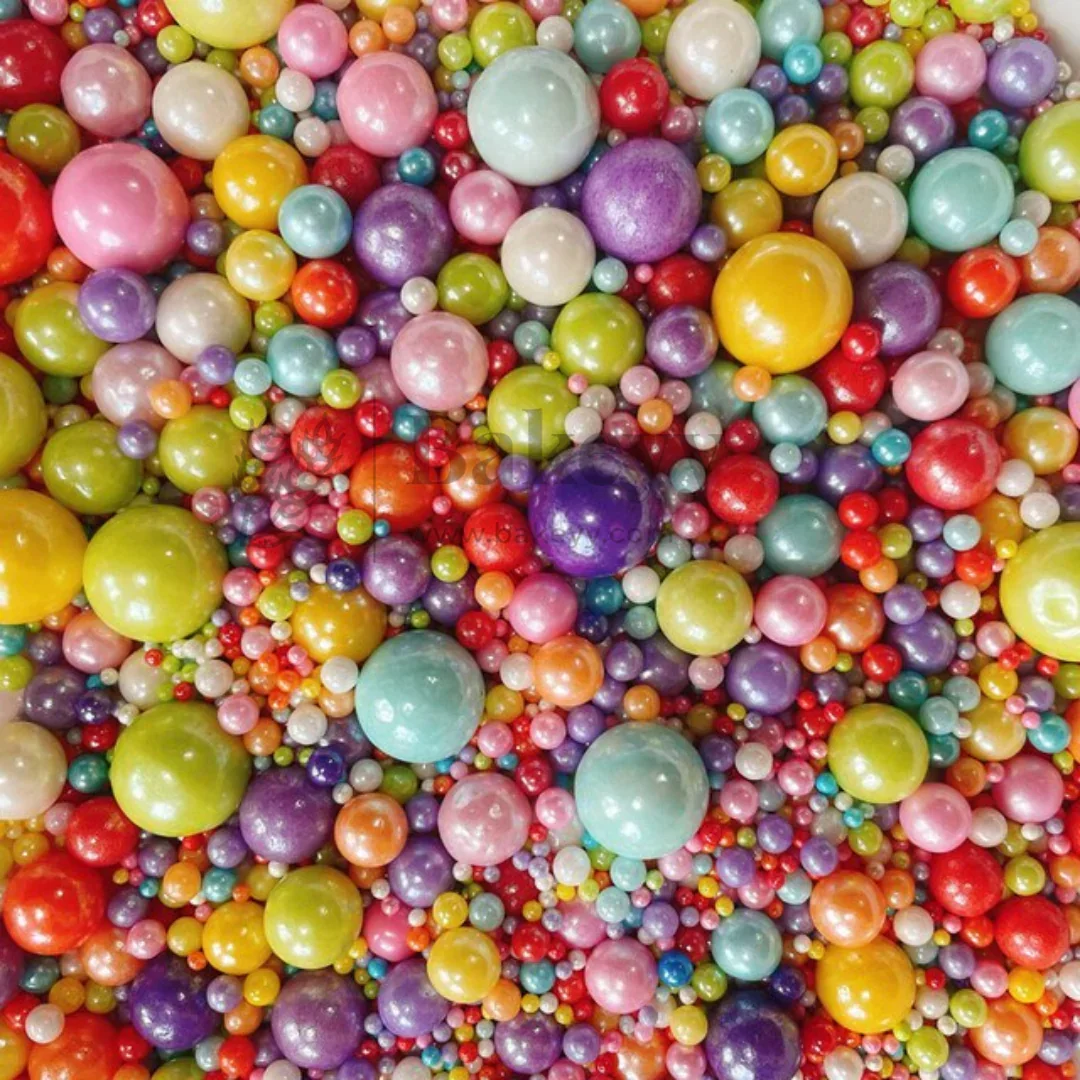 Edible Sugar Pearls - 7 Sizes Mix | Edible Cake & Dessert Decorations | Metallic Finish | 200 gm - Image 7